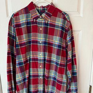 Polo Ralph Lauren Men's Red Paid Oxford Long Sleeve Shirt - XXL